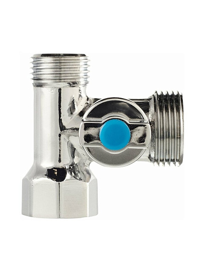 Кран для бытовых приборов, 1/2"х3/4"х1/2", г-ш-ш, угловой, трехходовой, Valfex