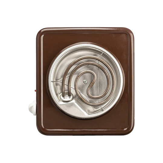 Плита электрическая Волжанка, ЭПС-105К, 1000 Вт, 1 конфорка, спираль, эмаль, механическая, переключатель поворотный, коричневая