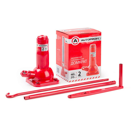 Домкрат бутылочный, механический, телескопический, винтовой, 2 т, 215-485 мм, Autoprofi, DVB-20Hi