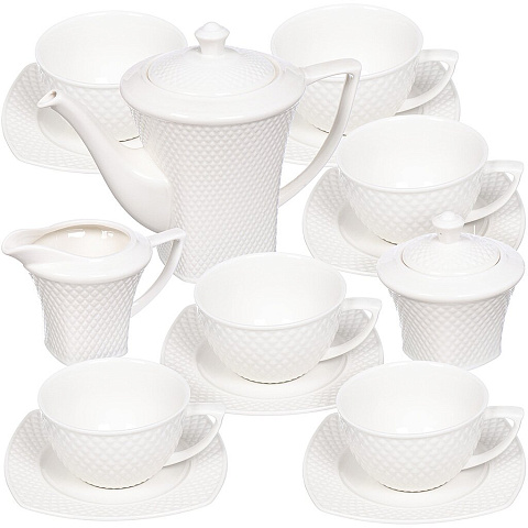 Набор чайный фарфор, 15 предметов, на 6 персон, 220 мл, чайник 1100 мл, Lefard, Диаманд, 359-328
