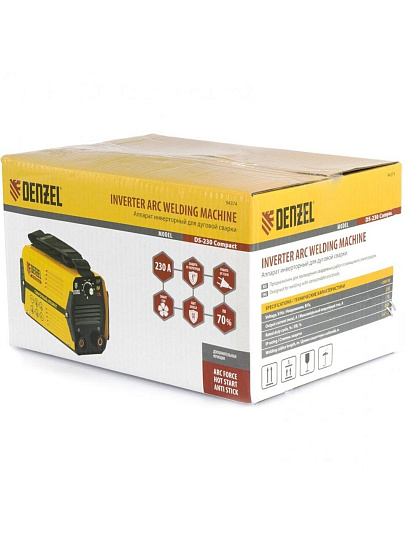 Сварочный аппарат Denzel, DS-230 Compact, 4.5 кВт, 230 А, электрод