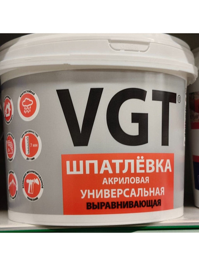 Шпатлевка VGT, акриловая, универсальная, 3.6 кг