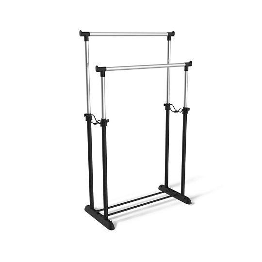 Вешалка напольная 86х44х161.5 см, Sheffilton, металл, полка для обуви, телескопическая, SHT-WR4150, В1-70, черный, черный муар, хром лак