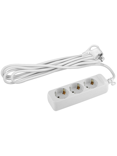 Удлинитель бытовой 3 гнезда, 5 м, ПВС, 3х0.75 мм², с заземлением, 10 А, Эра, UX-3e-5m, Б0038576