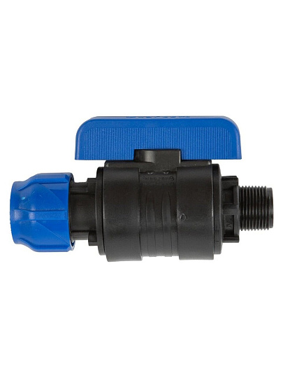 ПНД кран d25х3/4", наружная резьба, шаровой, цанга, Valfex
