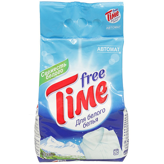 Стиральный порошок Free Time, 3 кг, автомат, для белого белья