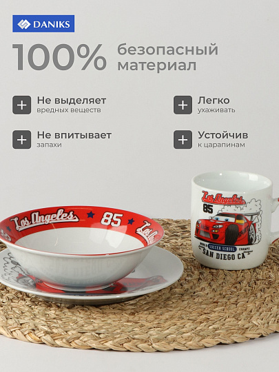 Набор посуды керамика, 3 шт, Болид, тарелка 18см, салатник 15см/350мл, кружка 230мл, Daniks, C623