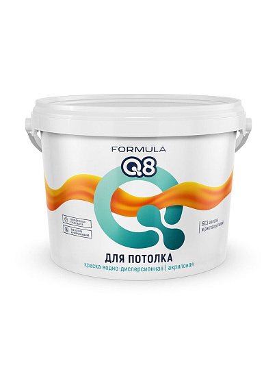 Краска водно-дисперсионная, Formula Q8, акриловая, для потолков, матовая, 13 кг
