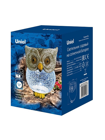Фонарь садовый Uniel, Owl USL-S-813/GT160, на солнечной батарее, наземный, пластик, 12х17 см