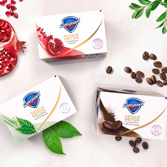 Набор подарочный для женщин, Safeguard, Natural Detox, мыло с экстрактом чайного дерева, граната и кофейных зерен