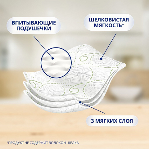 Туалетная бумага Zewa, Deluxe Ромашка, 3 слоя, 4 шт, 17 м, с втулкой, белая