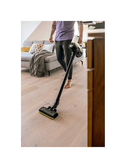 Пылесос аккумуляторный, вертикальный, Karcher, VC 4 Cordless myHome, 140 Вт, с контейнером, 0.65 л, 2.5 А.ч, сухая уборка, белый