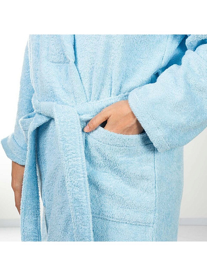 Халат женский, махровый, 100% хлопок, светло-голубой, XL-XXL, 52-54, Silvano