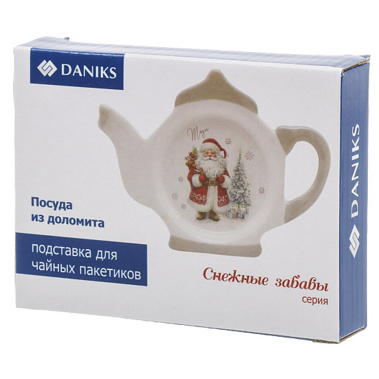 Подставка для чайных пакетиков, доломит, фигурная, 12x8.4 см, Daniks, Снежные забавы