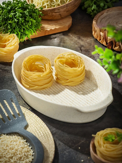 Форма для выпечки керамика, 28.2х18.7х5.2 см, 1.2 л, овальная, Daniks, Бежевый гранит, Y4-8737