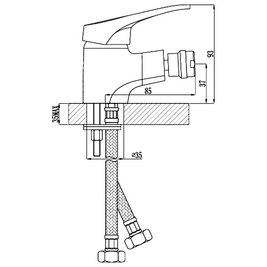 Смеситель для биде, Rossinka, короткий излив, с картриджем, хром, B35-51