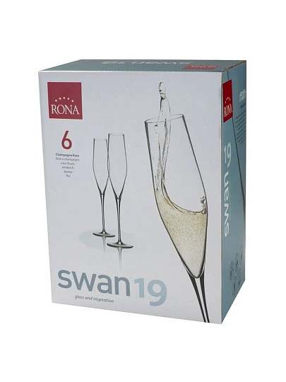 Бокал для шампанского, 190 мл, хрустальное стекло, 6 шт, Rona, Swan, 61557