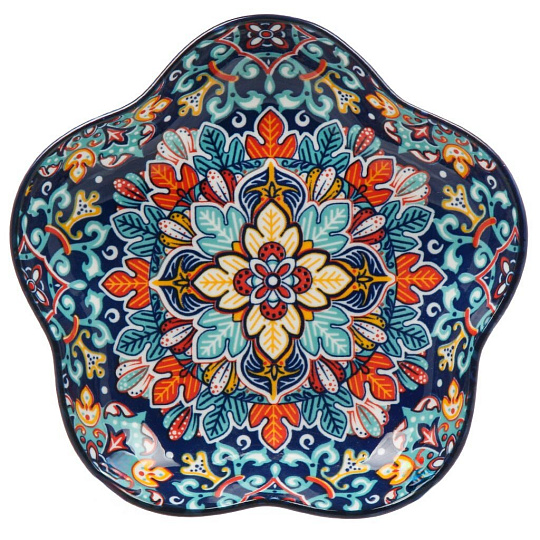 Блюдо керамика, 20 см, синее, Самарканд, Y4-9755