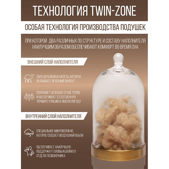 Подушка 70 х 70 см, Верблюжья шерсть, 170920/158933, чехол хлопок, Verossa
