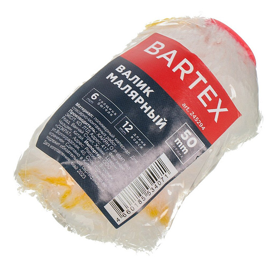Валик малярный Bartex, Мини, полиакрил, 50хдиаметр 15 мм, ворс 12 мм, 0915614/245294