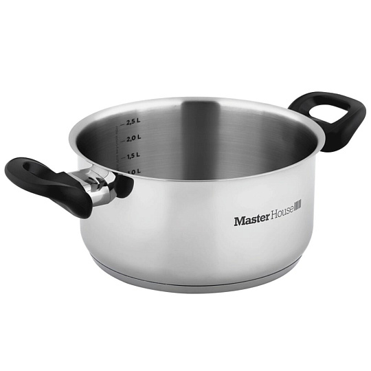 Кастрюля нержавеющая сталь, 3 л, крышка стекло, Master House, Глаза тигра F1, 60476, индукция