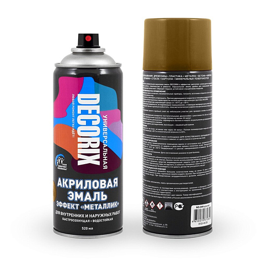 Эмаль аэрозольная, Decorix, Металлик, акриловая, глянцевая, медь, M307, 520 мл