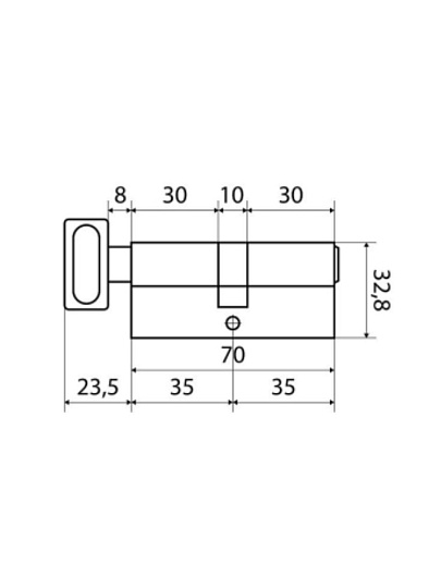 Личинка замка двери Стандарт, MAX 70, 14 796, 70 мм, матовый никель, 5 перфоключей/вертушка