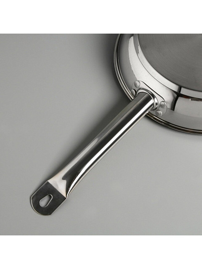 Сковорода нержавеющая сталь, 26 см, антипригарное покрытие, Катунь, Общепит, индукция, КТ-ОБ-СА-26