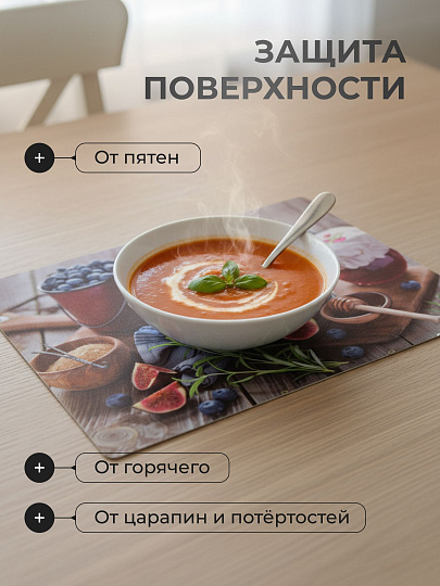 Набор салфеток пластик, 40х28 см, прямоугольный, 4 шт, для стола, Инжир, Y4-9161