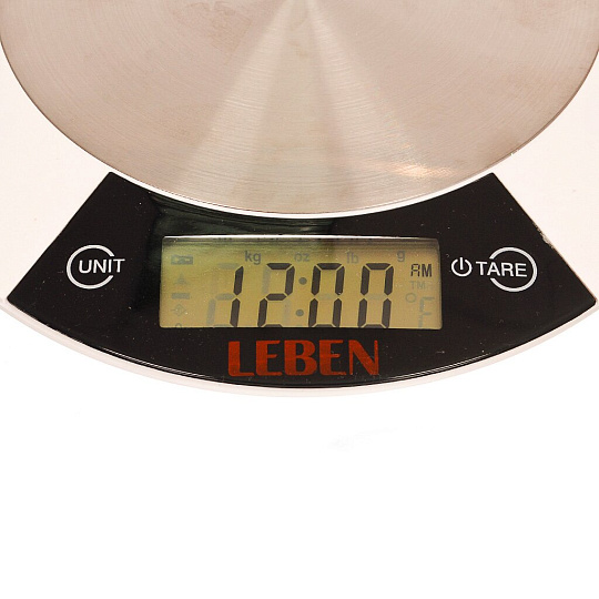 Весы кухонные электронные, металл, пластик, Leben, CR2032.RF5/RB163, платформа, точность 1 г, до 5 кг, белые, 475148