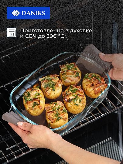 Форма для запекания стекло, 19.6х30.2х5.8 см, 2 л, прямоугольная, Daniks, HSAP20LN