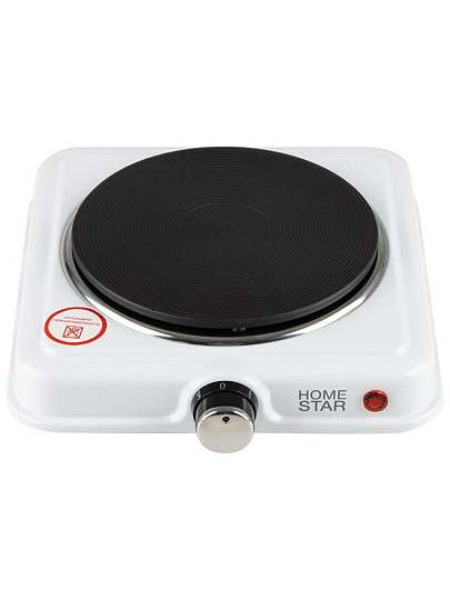 Плита электрическая Homestar, HS-1108, 1000 Вт, 1 конфорка, чугун, эмаль, механическая, переключатель поворотный, белая