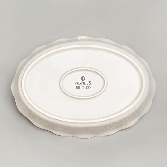 Форма для запекания керамика, 23.5х32х7 см, 1.9 л, овальная, Agness, Beige, 780-125