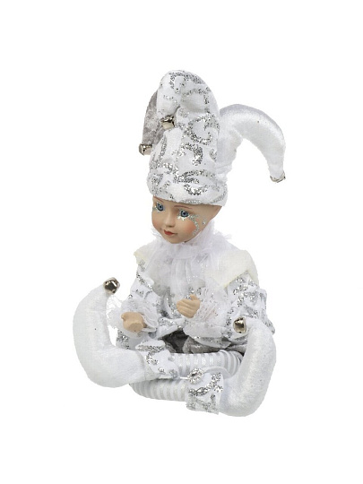 Фигурка декоративная Шут, 45 см, заводная, серебряная, Y4-8443