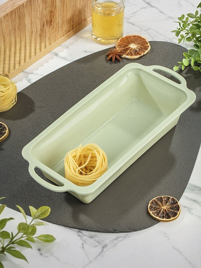 Форма для запекания силикон, 31.5х14.6 см, прямоугольная, с металлическим каркасом, фисташковая, Daniks, Dust, B030101