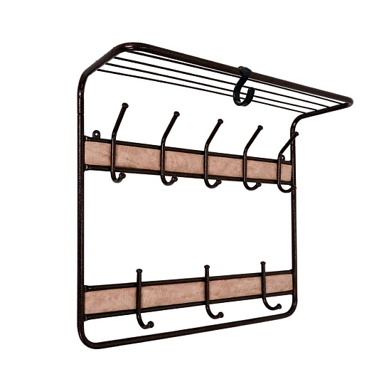 Вешалка настенная 8 крючков, 2-х ярусная, с полкой, 60х22х58 см, ЗМИ, ВСП 22В М, медный антик