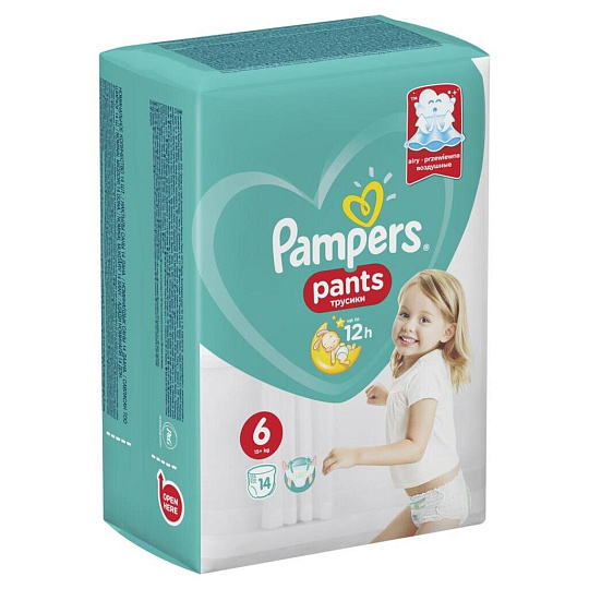 Подгузники-трусики детские Pampers, Pants Extra Large, 6, 15 - 35 кг, 14 шт, унисекс