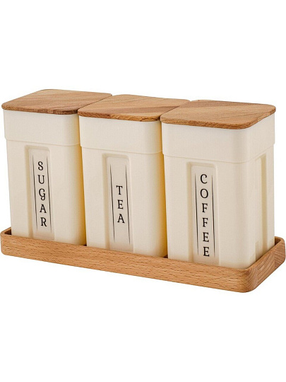 Набор емкостей для сыпучих продуктов, пластик, 0.75 л, 3 шт, на подставке, Sugar&Spice, Rosemary, SE106812996