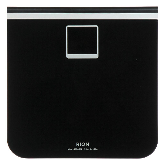 Весы напольные электронные, Rion, РТ-955, стекло, до 150 кг, 30.6х30.5 см, LCD-дисплей, черные