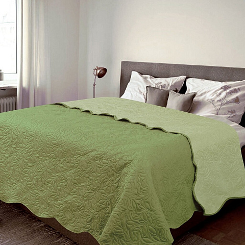 Покрывало 1.5-спальное, 200х160 см, микрофибра, стеганое, Amore Mio, Альба, зеленое, 1212