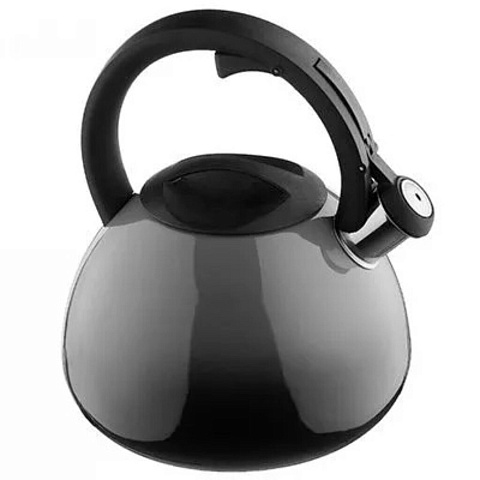 Чайник нержавеющая сталь, 2.8 л, со свистком, зеркальный, Катунь, индукция, черный, серый, КТ-138G