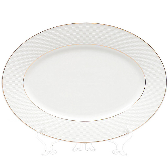 Блюдо керамика, овальное, 30 см, белое, Кембридж, Daniks, Y4-2736