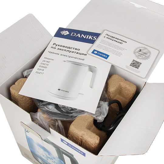 Чайник электрический Daniks, G918, 1.7 л, 2200 Вт, скрытый нагревательный элемент, стекло