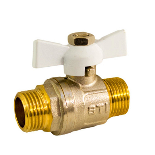 Кран для воды, 3/4", ш-ш, ручка-бабочка, никель, STI