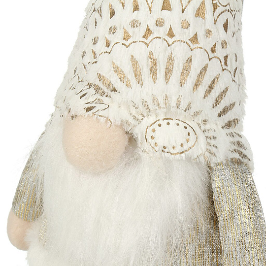 Фигурка декоративная Гномик, 16х11х34 см, бело-золотая, F010022