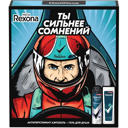 Набор подарочный для мужчин, Rexona, Men, дезодорант спрей 150+гель для душа 180 мл