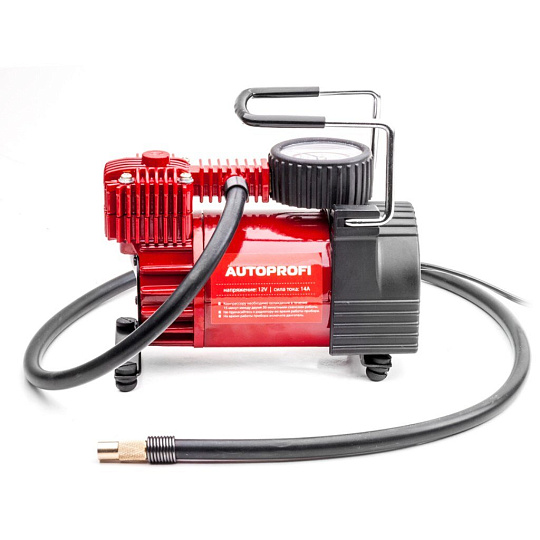 Компрессор автомобильный Autoprofi, AK-35, 35 л/мин, 12 В, 10 атм, 150 Вт, к прикуривателю, с манометром, шланг 1м, AK-35