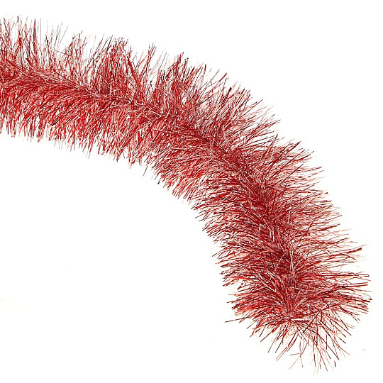 Мишура 1.8 м, с красным основанием и снежным пробором, диаметр 100 мм, Снегурка, XC-240