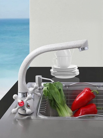 Смеситель для кухни, Frap, с кран-буксой, белый, F5408-8