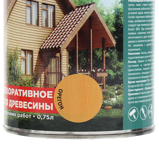 Защитно-декоративное покрытие Русские узоры, для дерева, орегон, 0.75 л